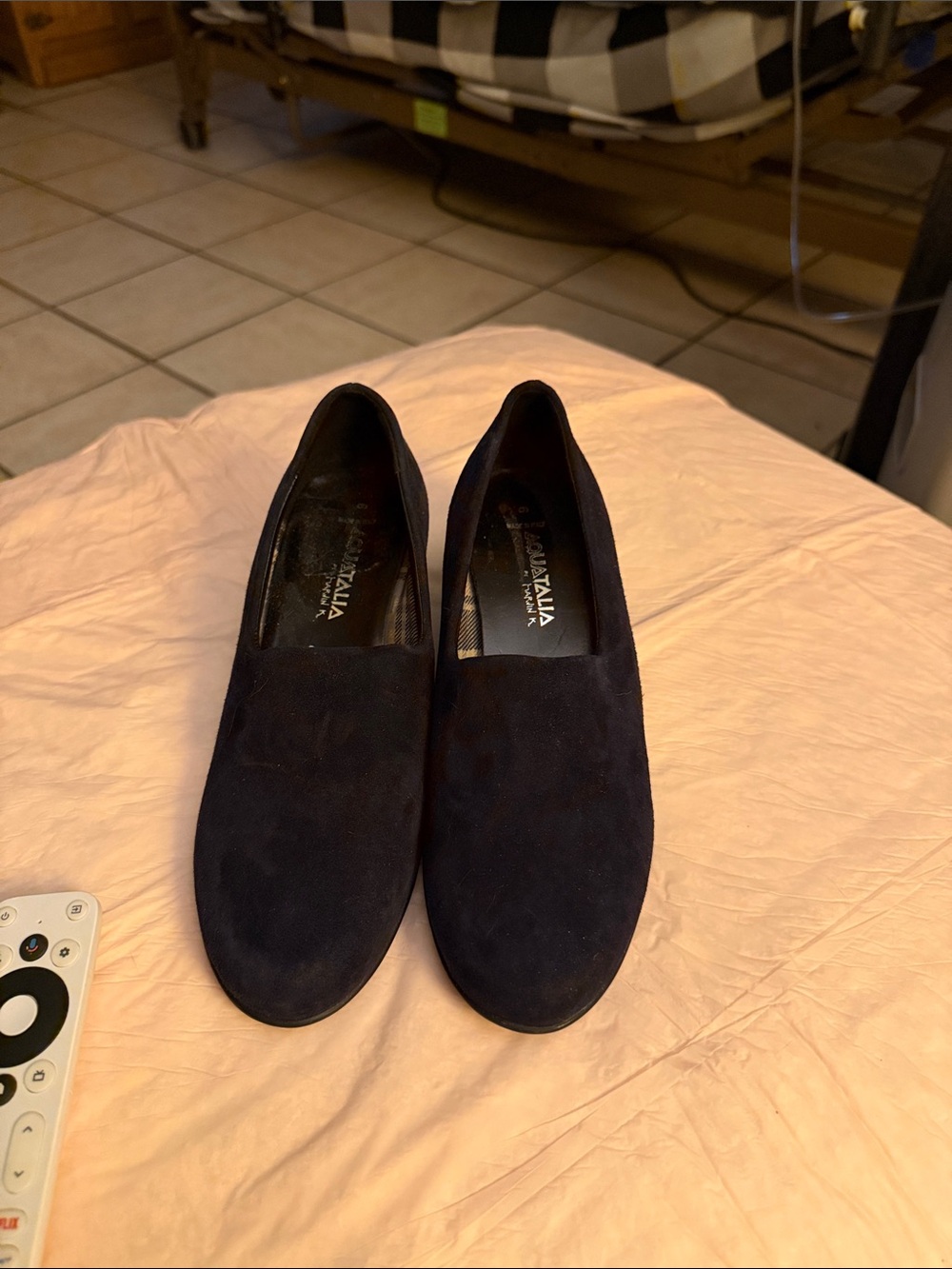 Aquatalia Black Suede Slip-On Loafers